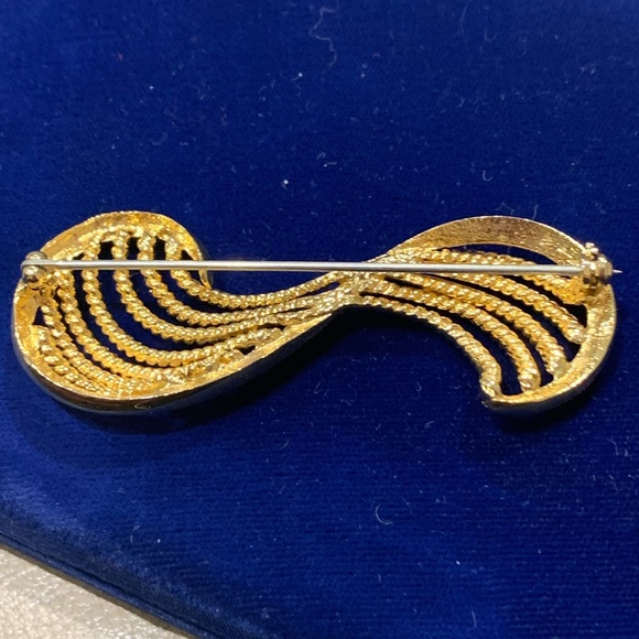 Gold/ Rhinestone Brooch by Vendome - Picture 3 of 3